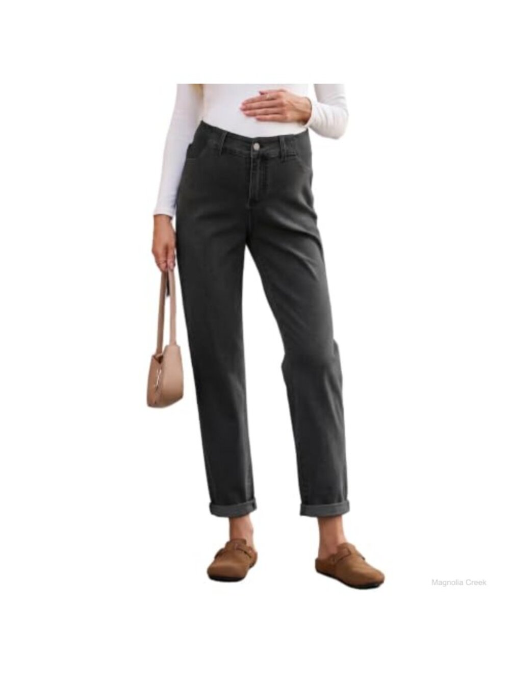 Maternity Jeans Elastic Waist Warm Fleece Pregnancy Pants